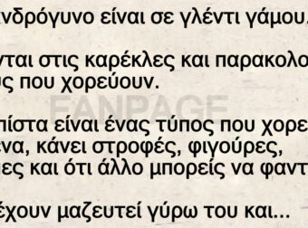 Ένα ανδρόγυνο είναι σε γλέντι γάμου. Κάθονται στις καρέκλες και