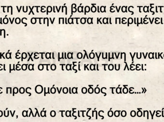 Κάνει τη νυχτερινή βάρδια ένας ταξιτζής, είναι μόνος στην πιάτσα και περιμένει πελάτη