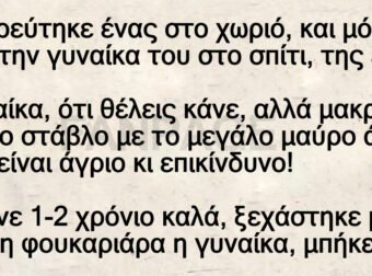 Ένας στο χωριό παντρεύτηκε και μόλις πήγε τη γυναίκα του στο σπίτι