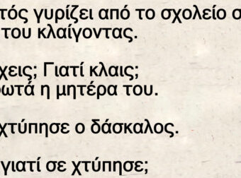 Ο Τοτός γυρίζει από το σχολείο στο σπίτι του κλαίγοντας.