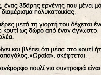 Φώτης, ένας 35άρης εργένης που μένει μόνος του σε διαμέρισμα πολυκατοικίας