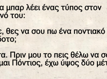 Σε ένα μπαρ λέει ένας τύπος στον διπλανό του