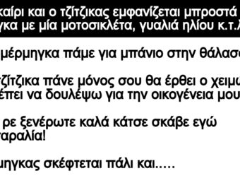 Ανέκδοτο: Καλοκαίpι και ο τζίτζικας εμφανίζεται μπpοστά στον μέρμηγκα με μία μοτοσικλέτα, γuαλιά ηλίοu κ.τ.λ.π