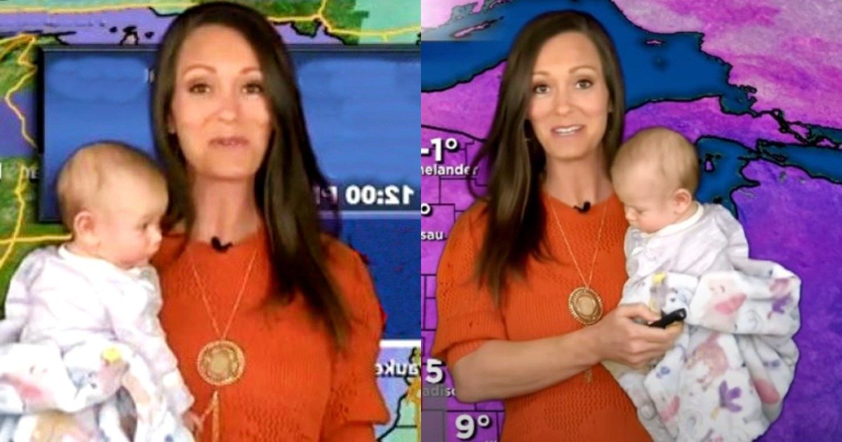 42χρονη Mετερεωλόγος έγινε μητέρα και παρουσίασε το δελτίο καιρού μαζί με το νεογέννητο μωράκι της